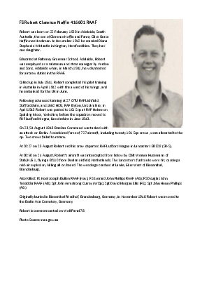 A preview of a PDF biography for Naffin, Robert Clarence